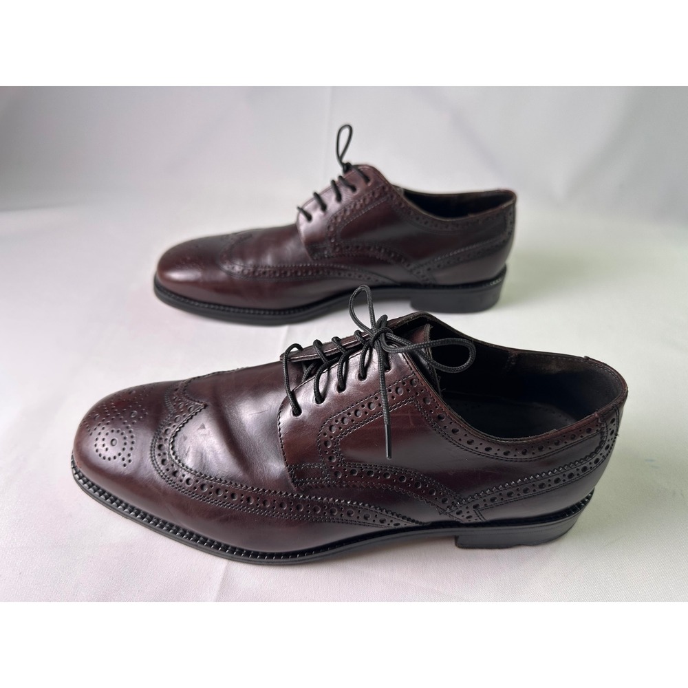 VINTAGE Cole Haan Men's 9 M Wingtip Oxford Shoes Dark Brown Leather Brogue Dress